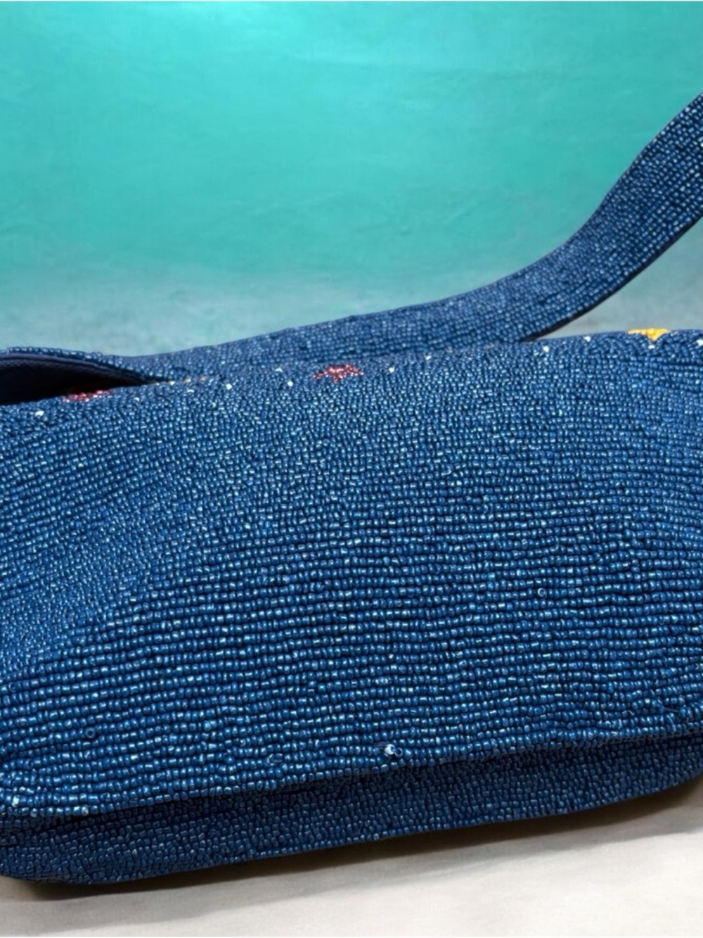 Hand-Beaded Navy Eye & Star Shoulder Bag - Picture 3 of 4